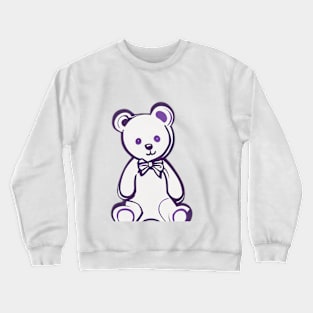 Charming Purple Bow Tie Teddy Bear Illustration No. 618 Crewneck Sweatshirt